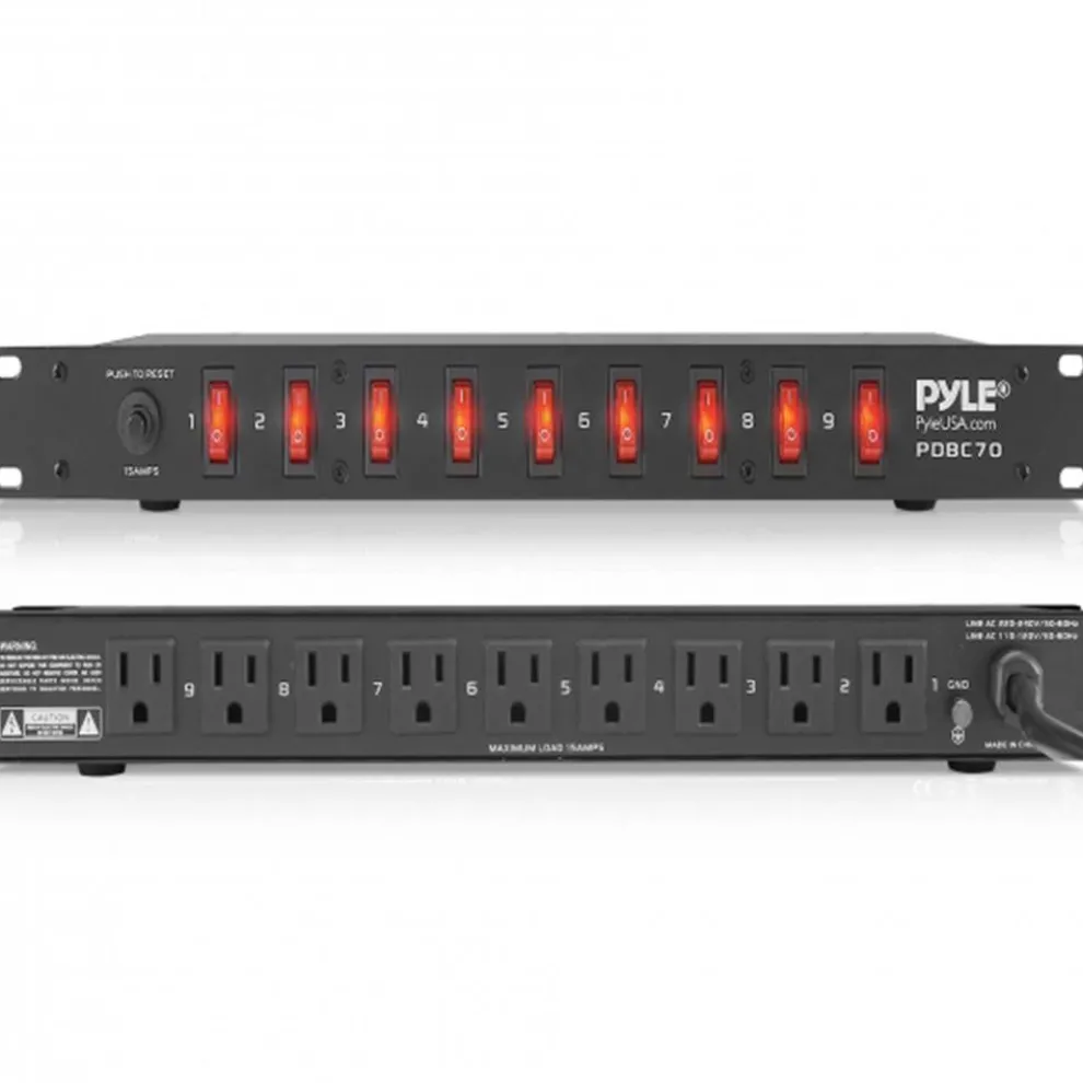 15 Amp Power Supply Unit - 9 Outlets, AC Noise Filter, Steel Chassis