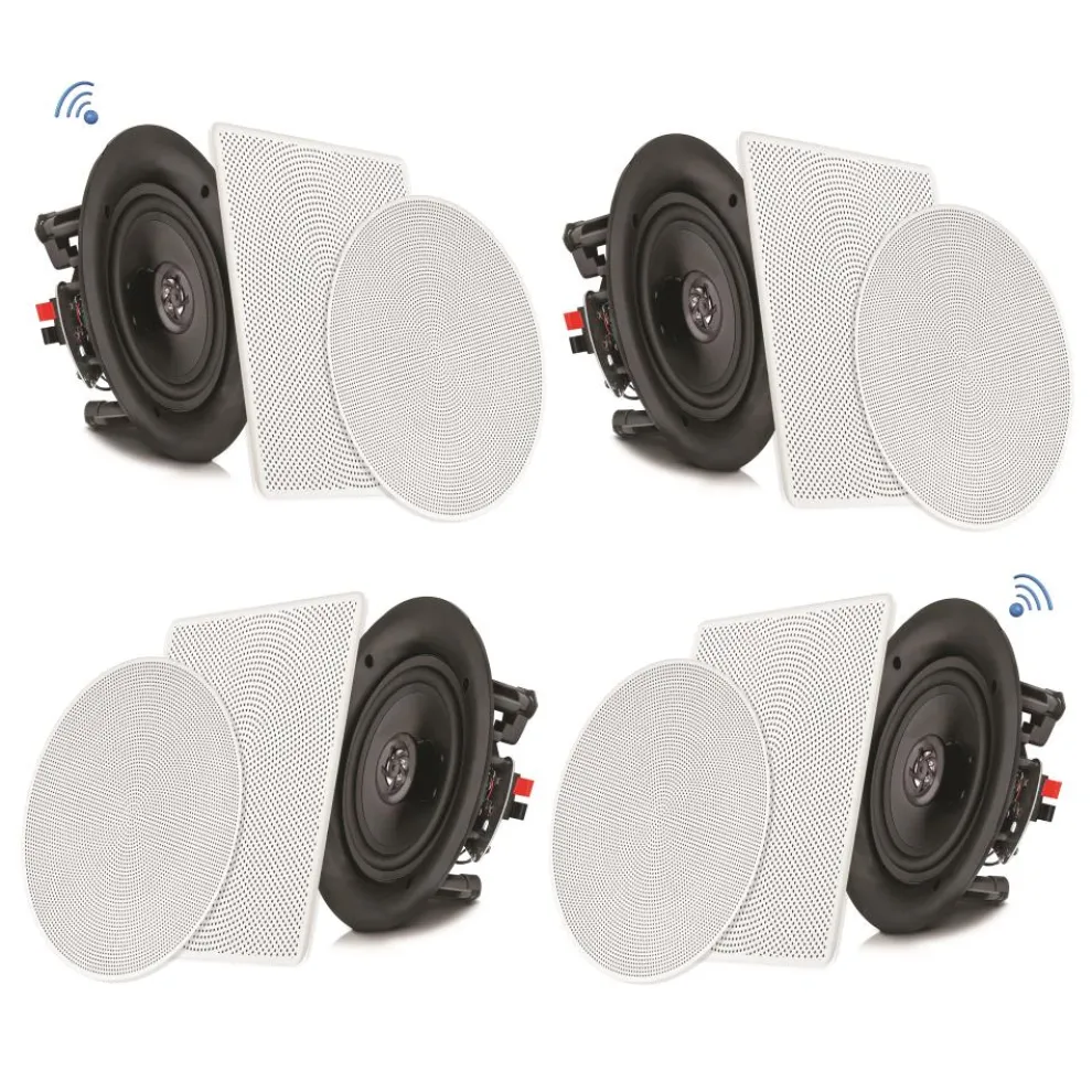 8" Bluetooth Ceiling Speaker Kit, 250W, 2-Way Stereo, Flush Mount