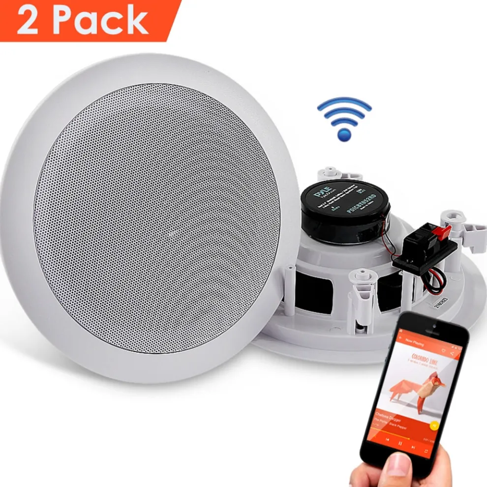 6.5" Bluetooth Ceiling Speakers 200W Flush Mount Polypropylene Cone
