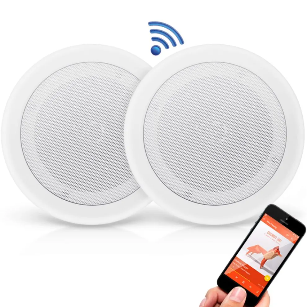 8" Bluetooth Ceiling Speakers 250W Polypropylene Cone Flush Mount