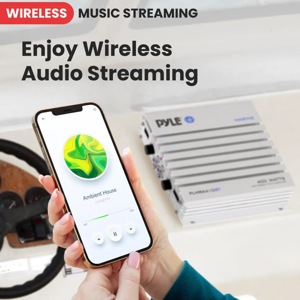 2.1 Bluetooth Marine Amplifier - Waterproof 400W Dual MOSFET, Black