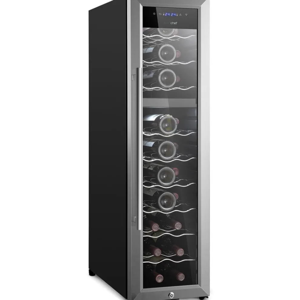 27 Bottle Wine Cooler, Dual Zone, Adjustable Temp, Stainless Steel Door