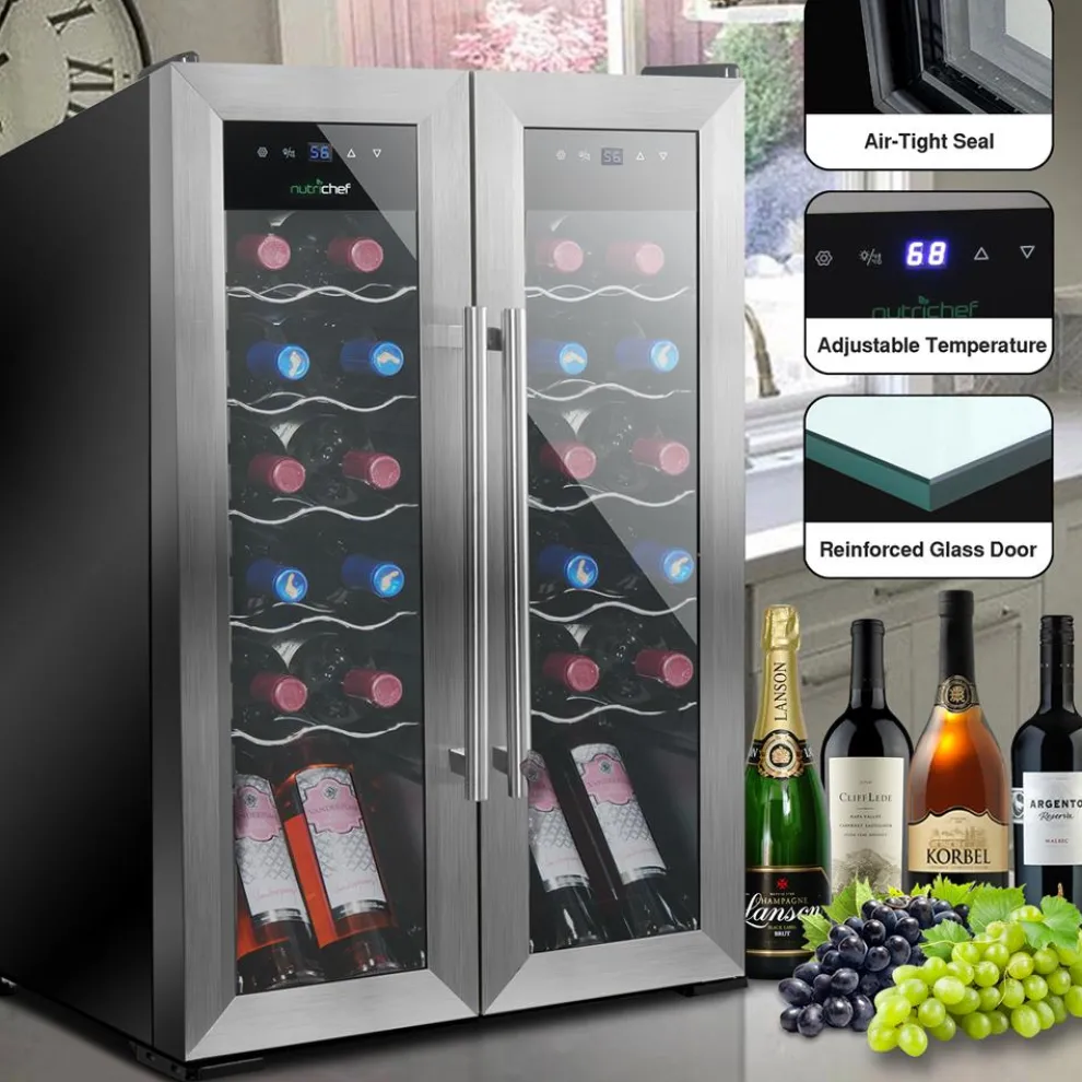 24 Bottle Wine Cooler - Quiet Compressor, Stainless Steel Door
