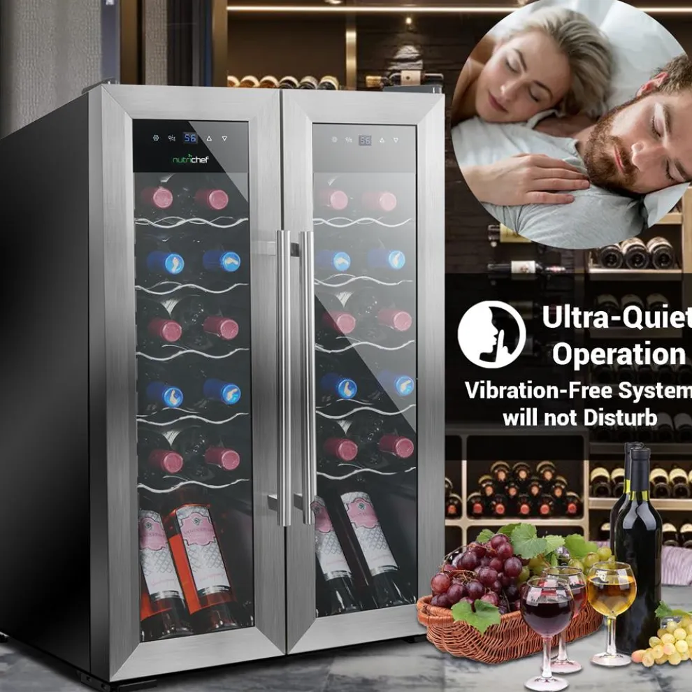 24 Bottle Wine Cooler - Quiet Compressor, Stainless Steel Door