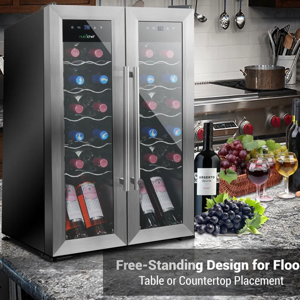 24 Bottle Wine Cooler - Quiet Compressor, Stainless Steel Door