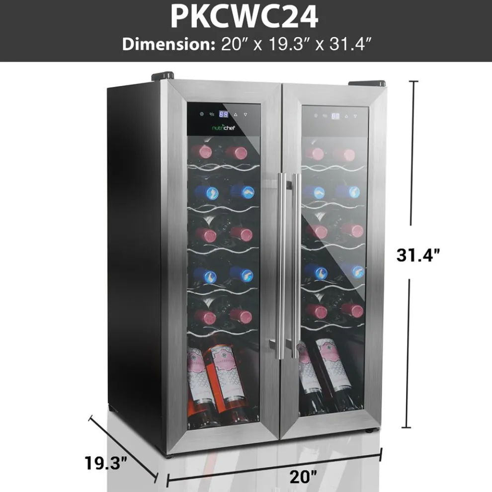 24 Bottle Wine Cooler - Quiet Compressor, Stainless Steel Door