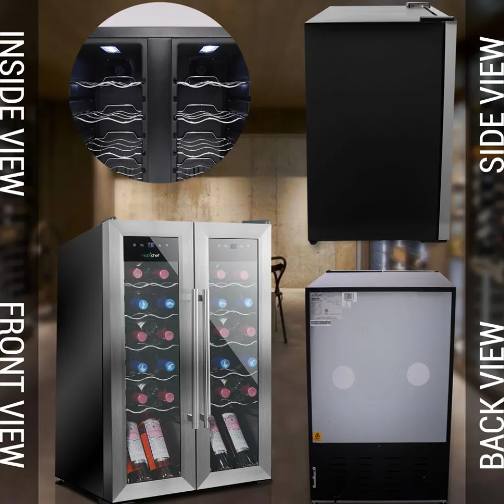 24 Bottle Wine Cooler - Quiet Compressor, Stainless Steel Door