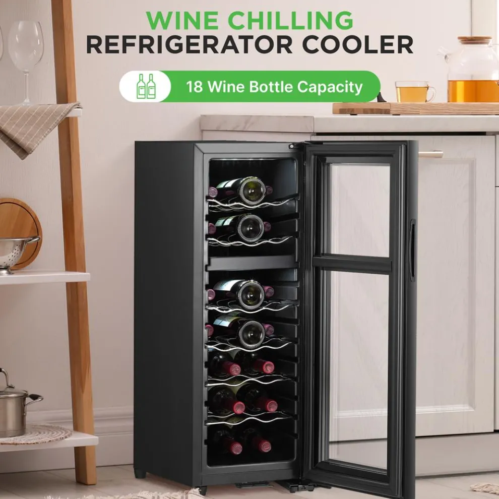 18 Bottle Wine Fridge, Dual Zone, Adjustable Temp, Quiet Operation