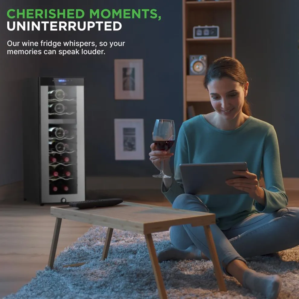 18 Bottle Wine Fridge, Dual Zone, Adjustable Temp, Quiet Operation