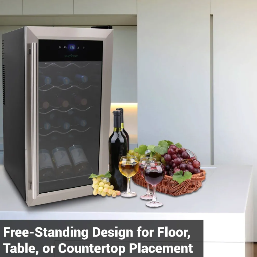 15 Bottle Wine Fridge, Adjustable Temp, Stainless Steel Door, Quiet Operation