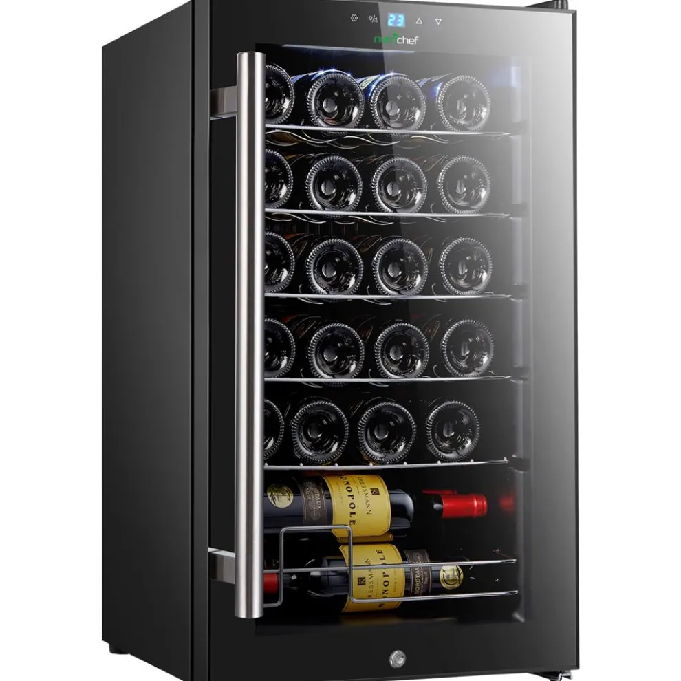 24 Bottle Wine Fridge, Quiet, Digital Control, Stainless Steel Handle