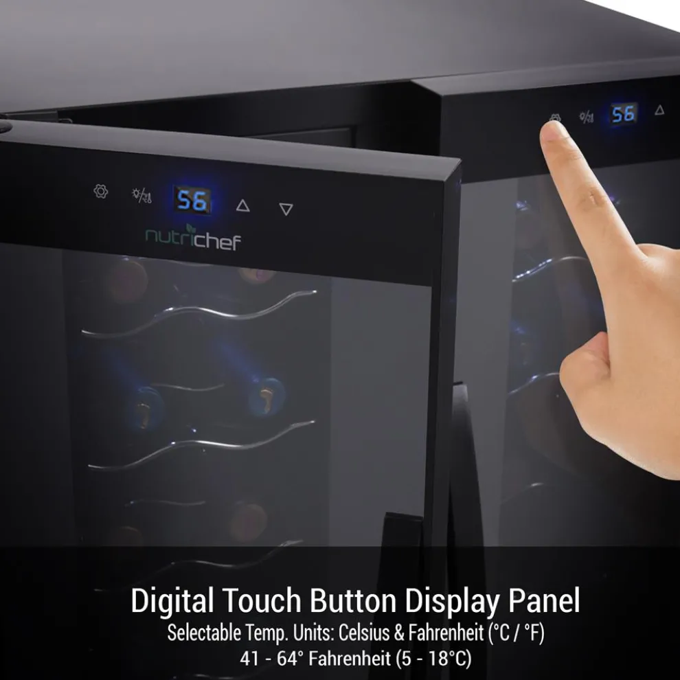 24 Bottle Wine Fridge, Dual Zone, Adjustable Temp, Glass Door, Quiet Operation