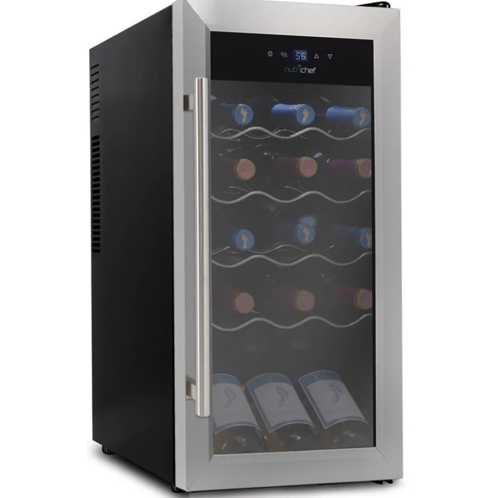 18 Bottle Wine Fridge Quiet Cooling Stainless Steel Door
