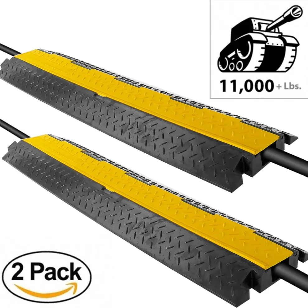 40" Cable Protector Ramp - Waterproof, Heavy Duty, Single Channel, Yellow