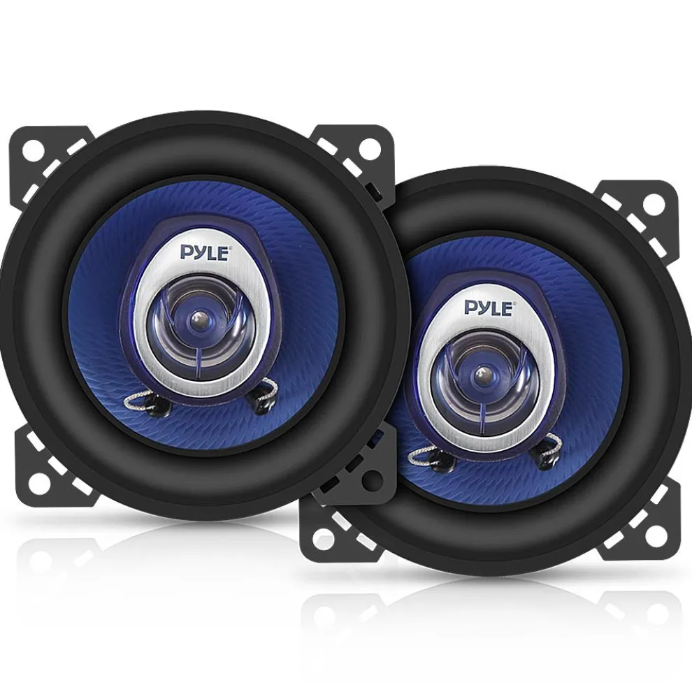 4" Car Speakers Pair - 180W Peak, Blue Poly Cone, Butyl Rubber Surround