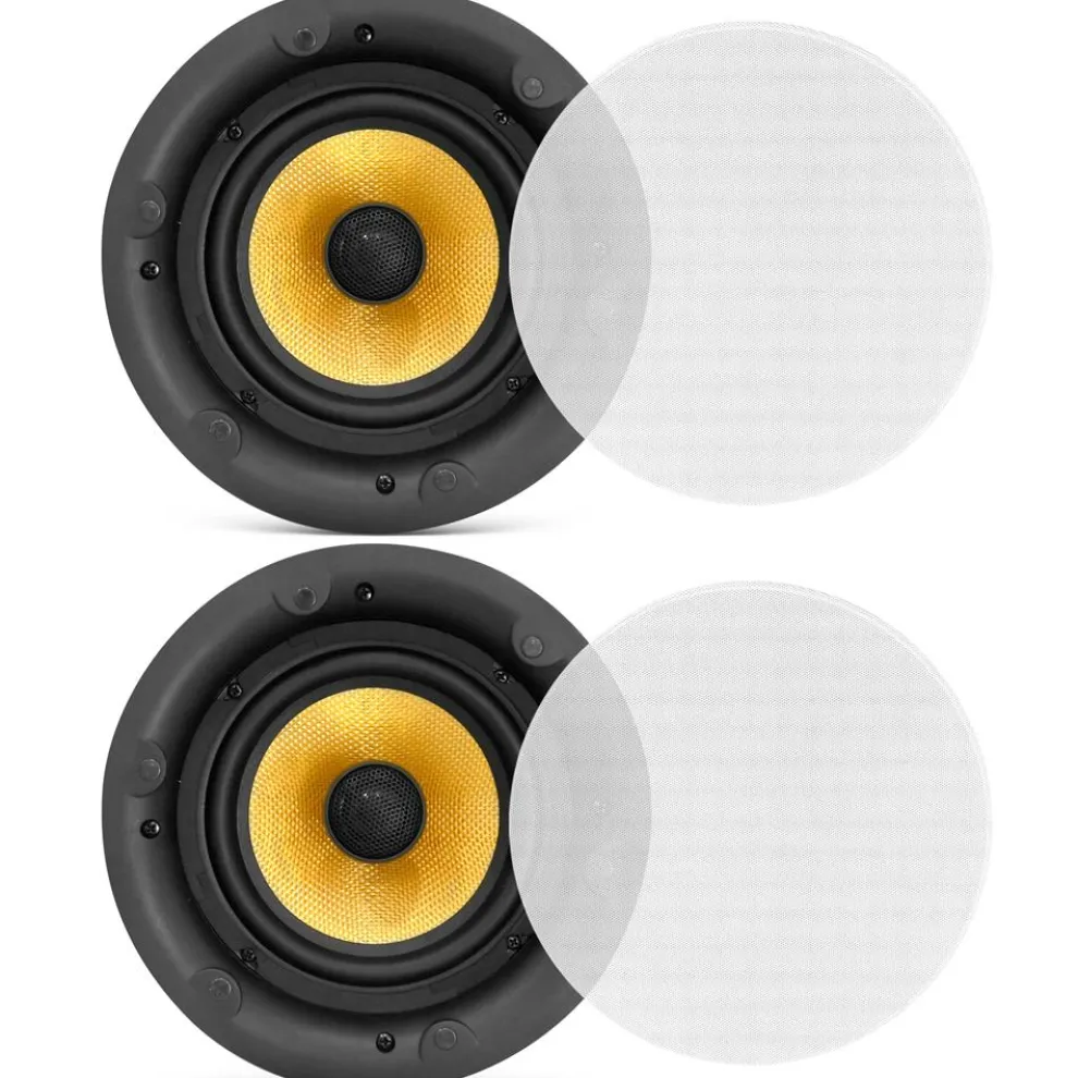 6.5" Ceiling Speaker Pair - Hi-Fi Sound, Glass Fiber Cone, White