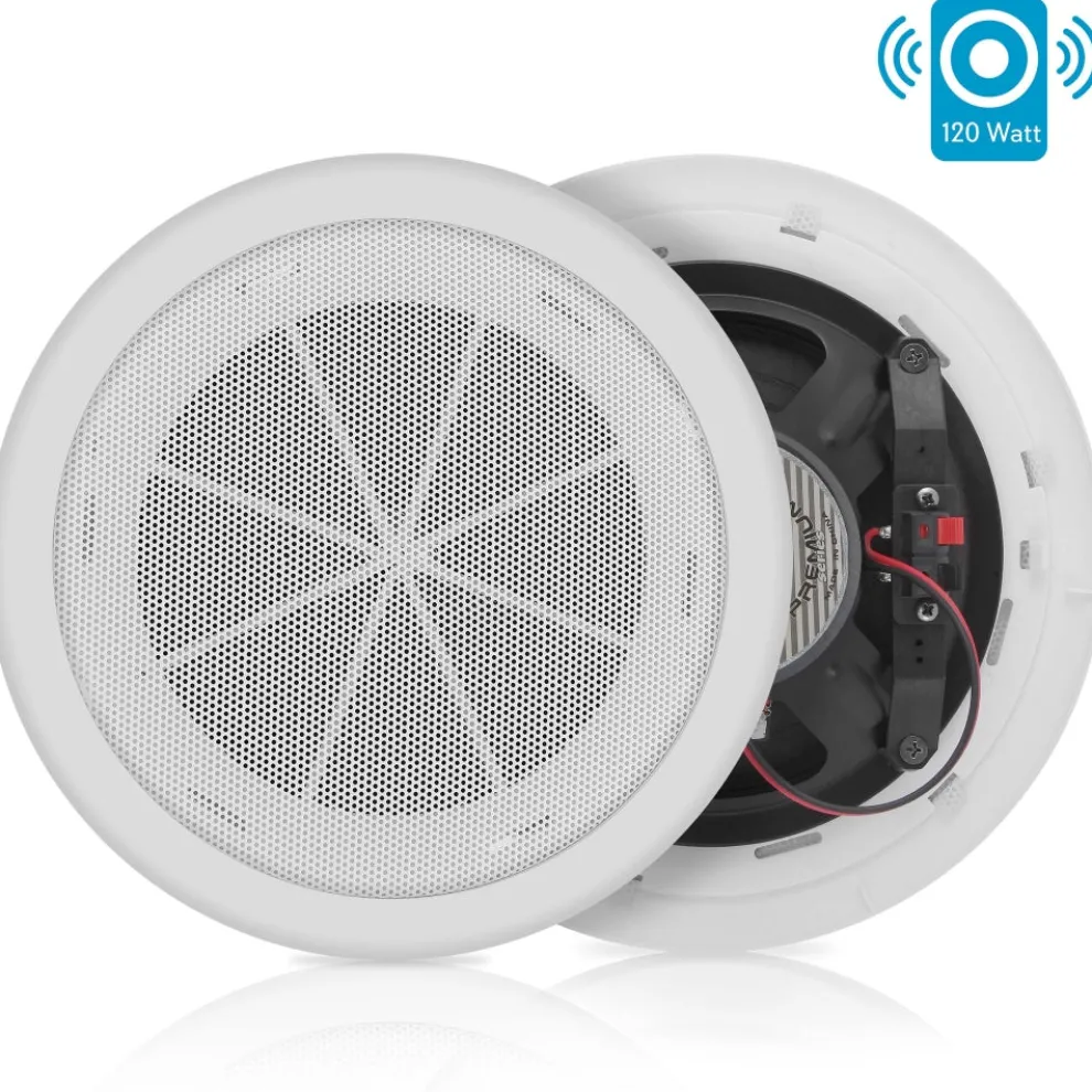 6.5" Ceiling Speaker 120W Flush Mount Easy Install White