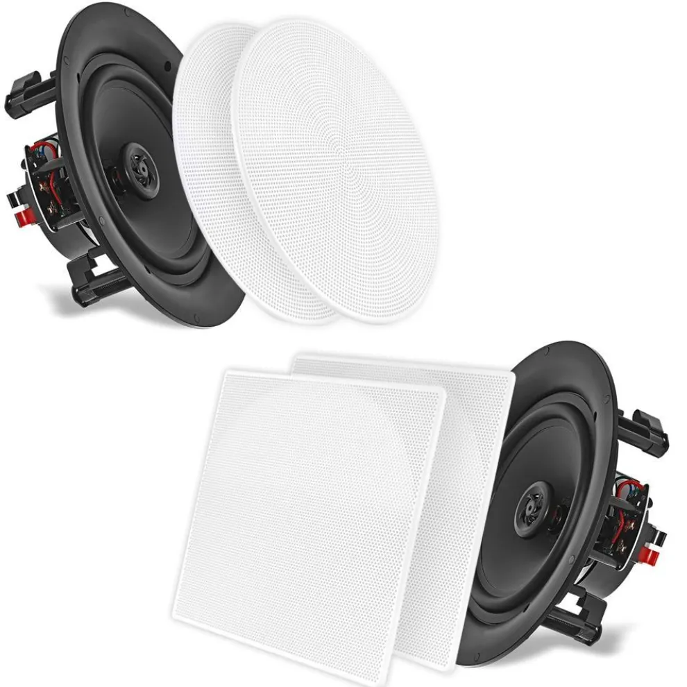 6.5" Ceiling Speakers 200W Flush Mount Polymer Tweeter White