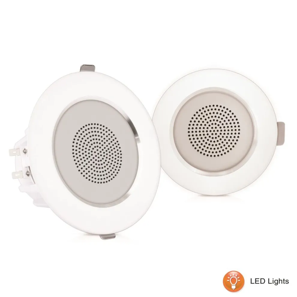 3.5" Ceiling Speakers 140W LED Light Aluminum Frame 2-Way Sound