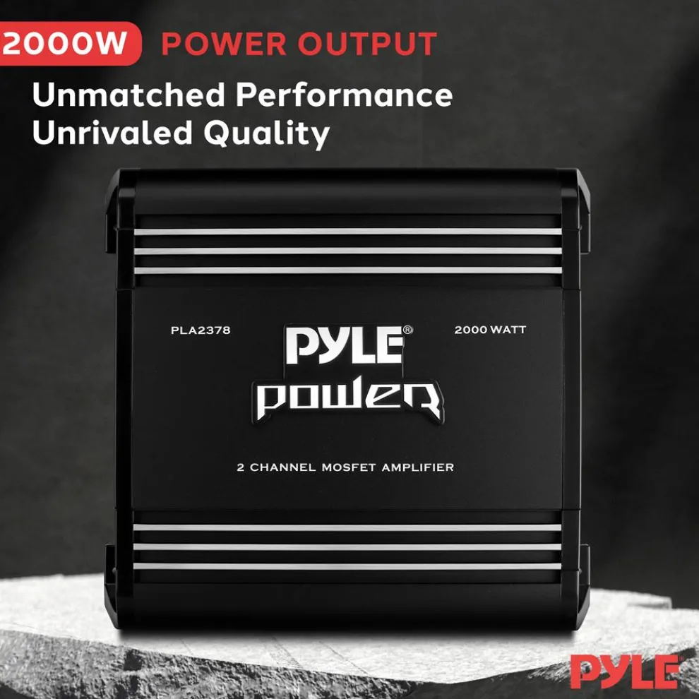 2 Channel Car Amplifier 2000W Bridgeable MOSFET Silver RCA Inputs