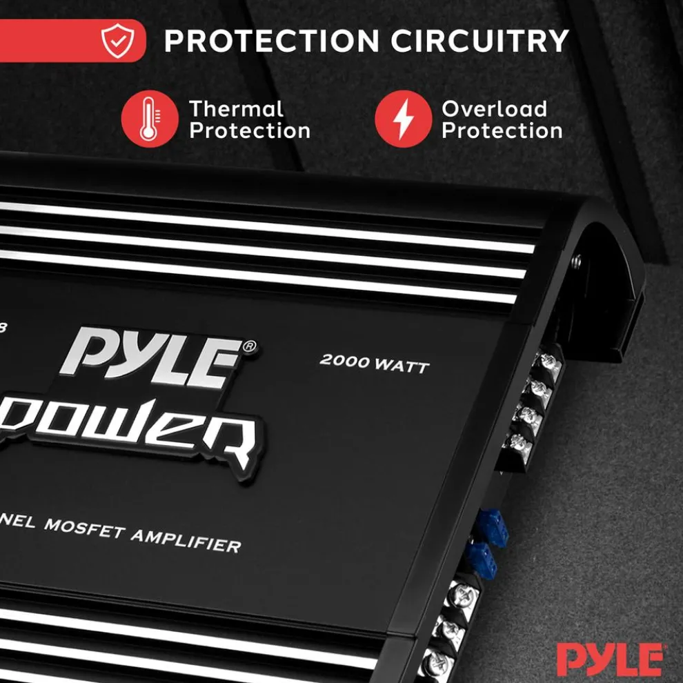 2 Channel Car Amplifier 2000W Bridgeable MOSFET Silver RCA Inputs