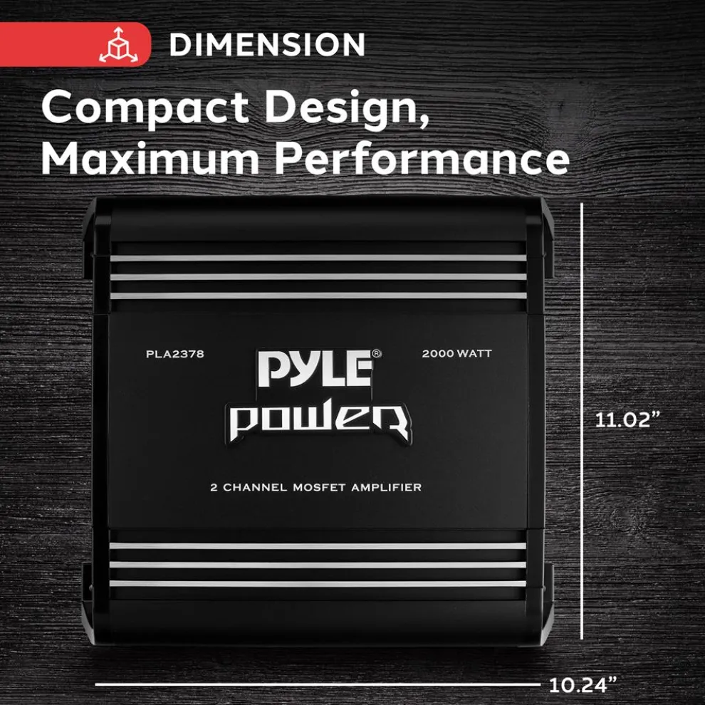 2 Channel Car Amplifier 2000W Bridgeable MOSFET Silver RCA Inputs