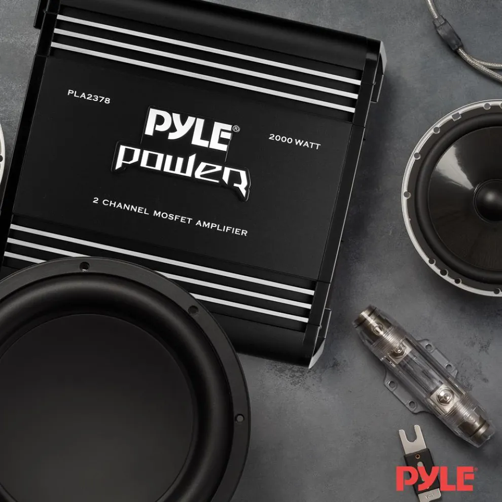 2 Channel Car Amplifier 2000W Bridgeable MOSFET Silver RCA Inputs