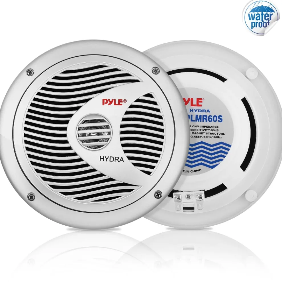 6.5" Dual Marine Speakers Waterproof 150W Polypropylene Cone Silver