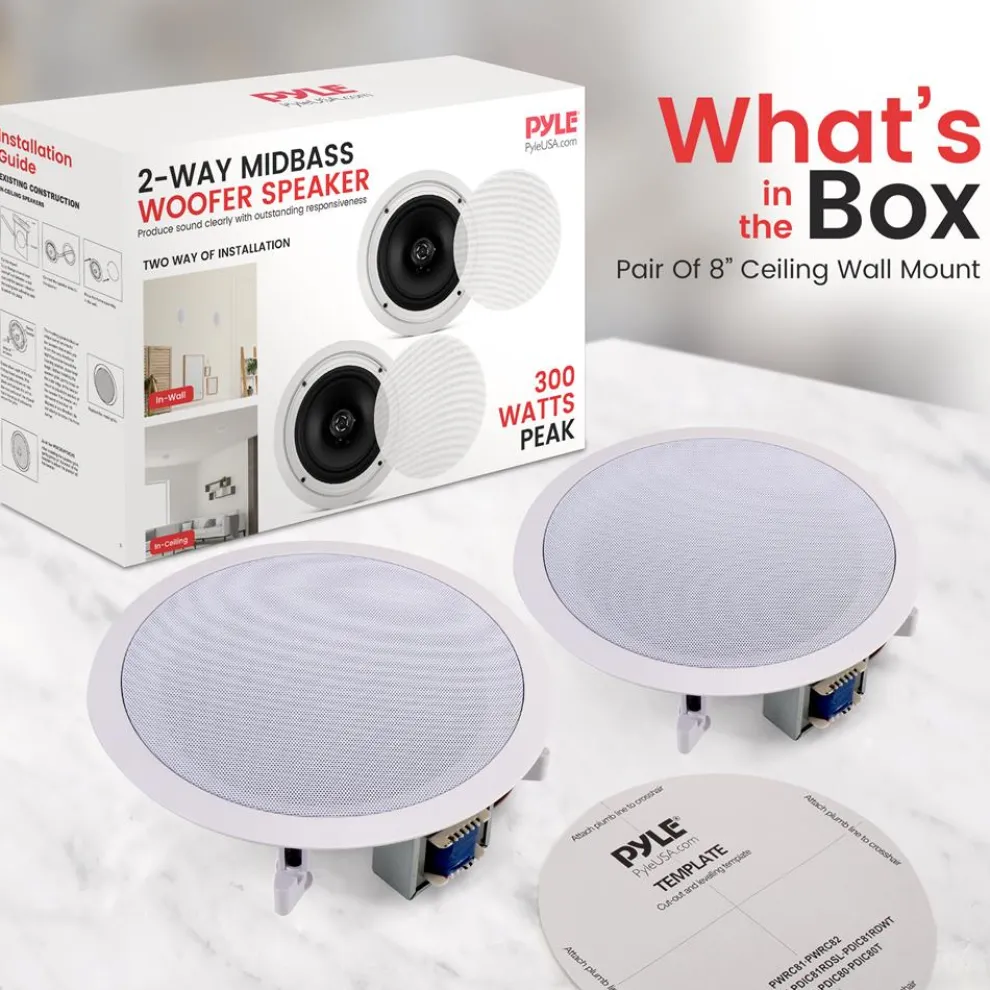 8'' Home In-Wall / Ceiling Speakers