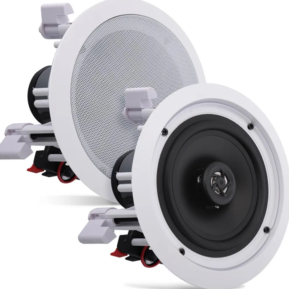 6.5" In-Wall Ceiling Speakers 200W Stereo Sound Polypropylene Cone White