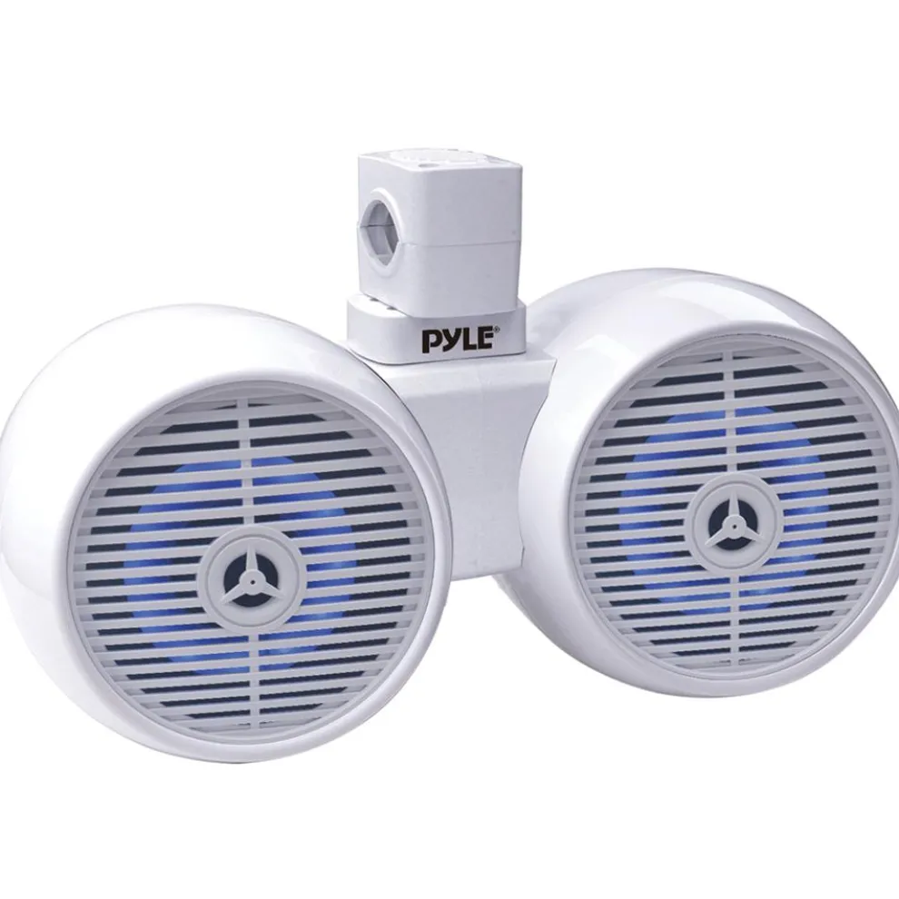 6.5" Marine Speakers Bluetooth LED Lights Waterproof White 200W