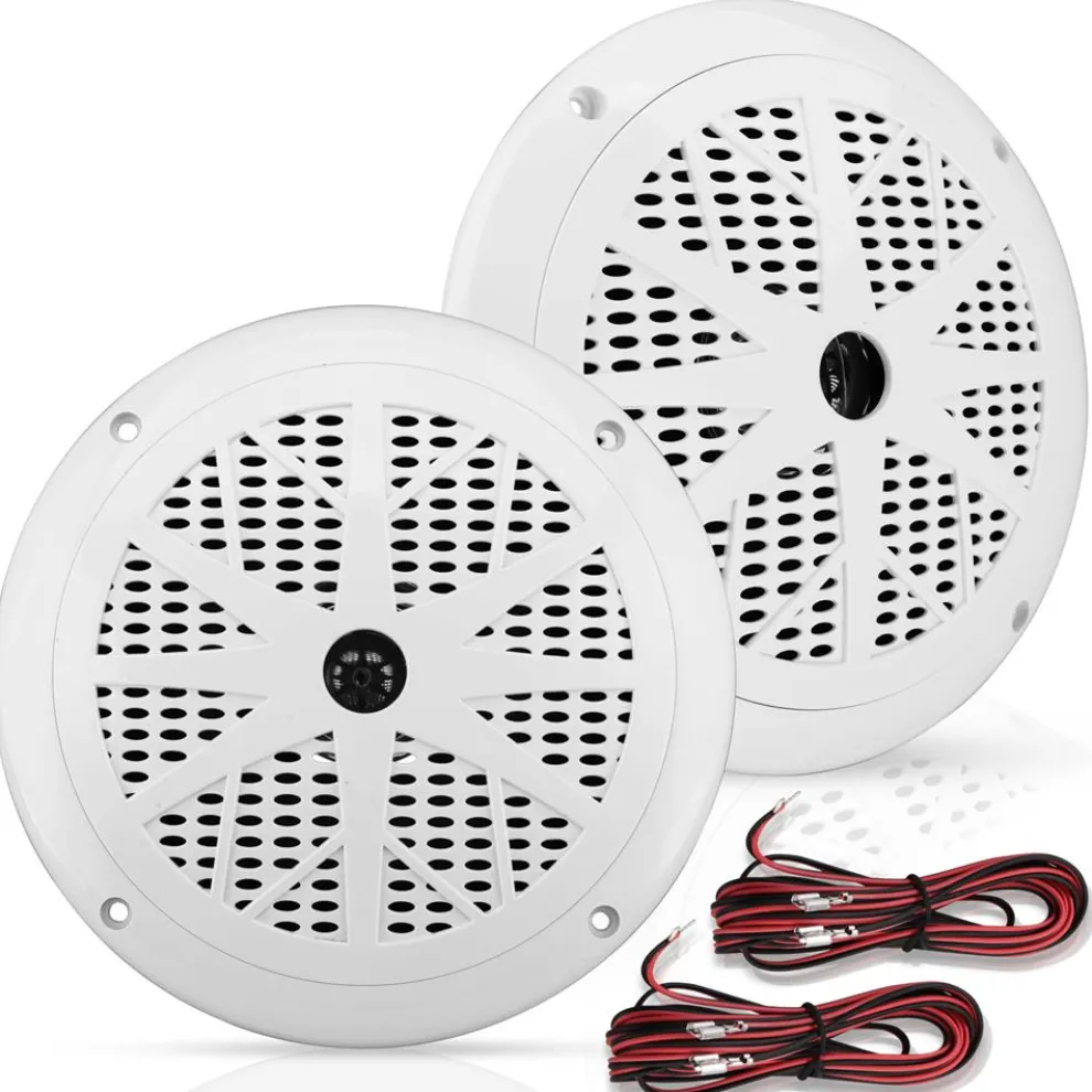 6.5" Marine Speakers Waterproof 120W Polypropylene Cone White