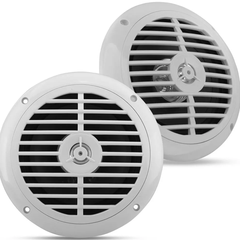 6.5" Marine Speakers Waterproof, 2 Way 120W Polypropylene Cone White