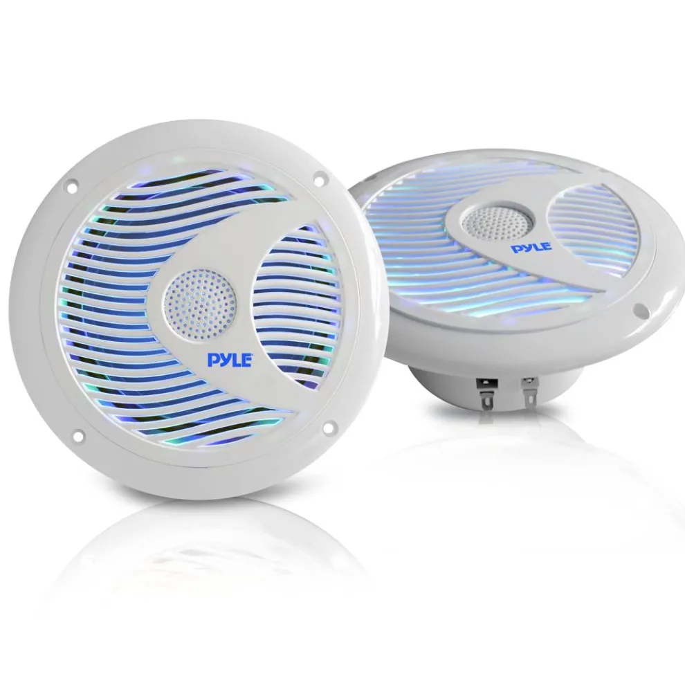 6.5" Marine Speakers Waterproof 150W LED Lights White