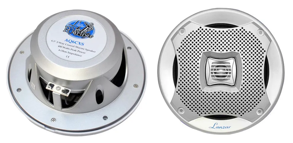 6.5" Marine Speakers 400W Water Resistant Stereo System Silver