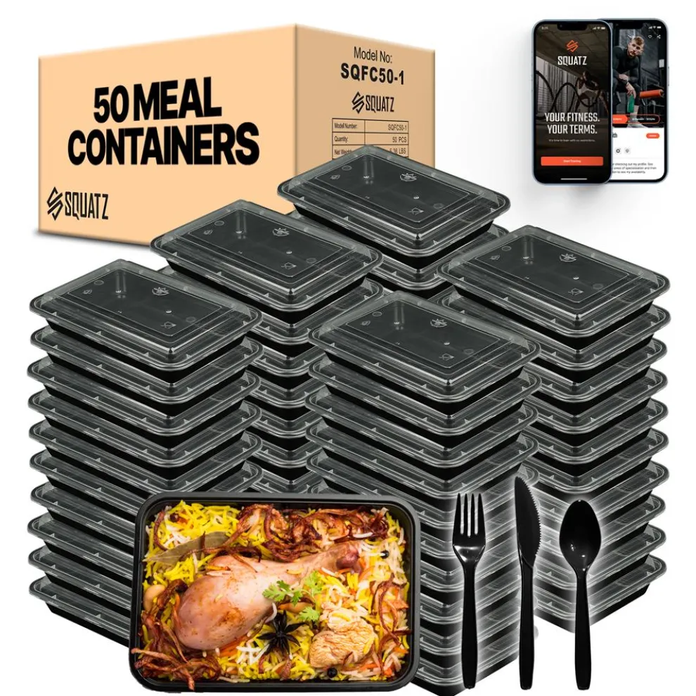 50 Meal Prep Containers 33oz Leak-Proof Microwave Safe with Utensils