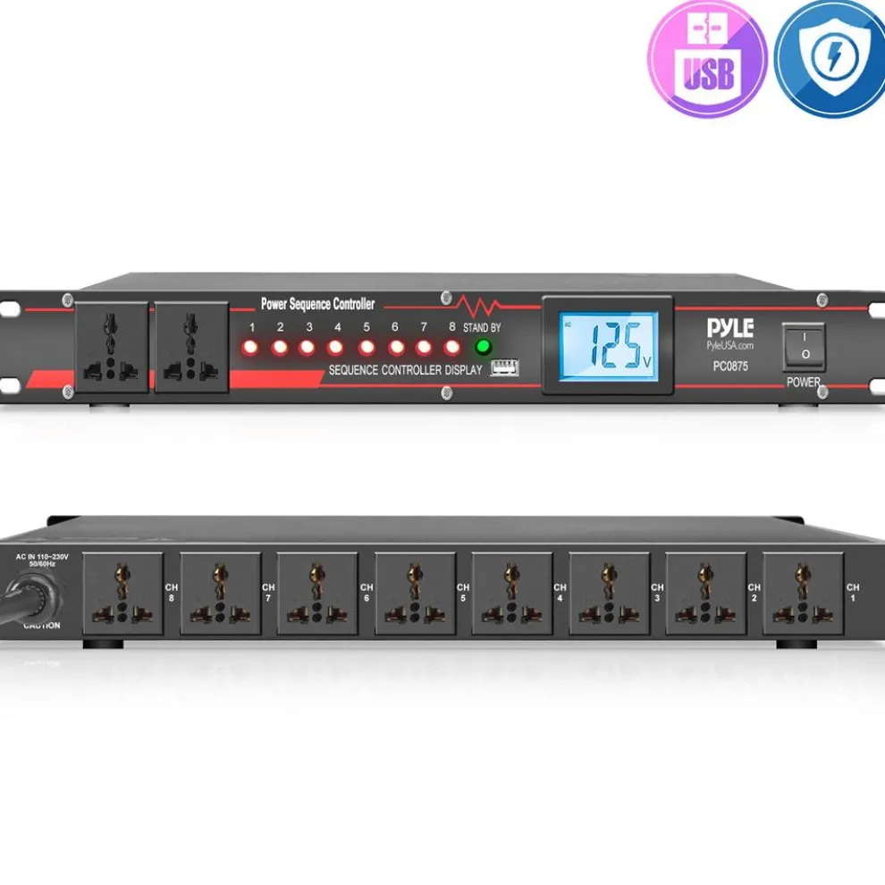 10 Outlet Power Sequencer Conditioner - 2000W, LCD Display, Rack Mount