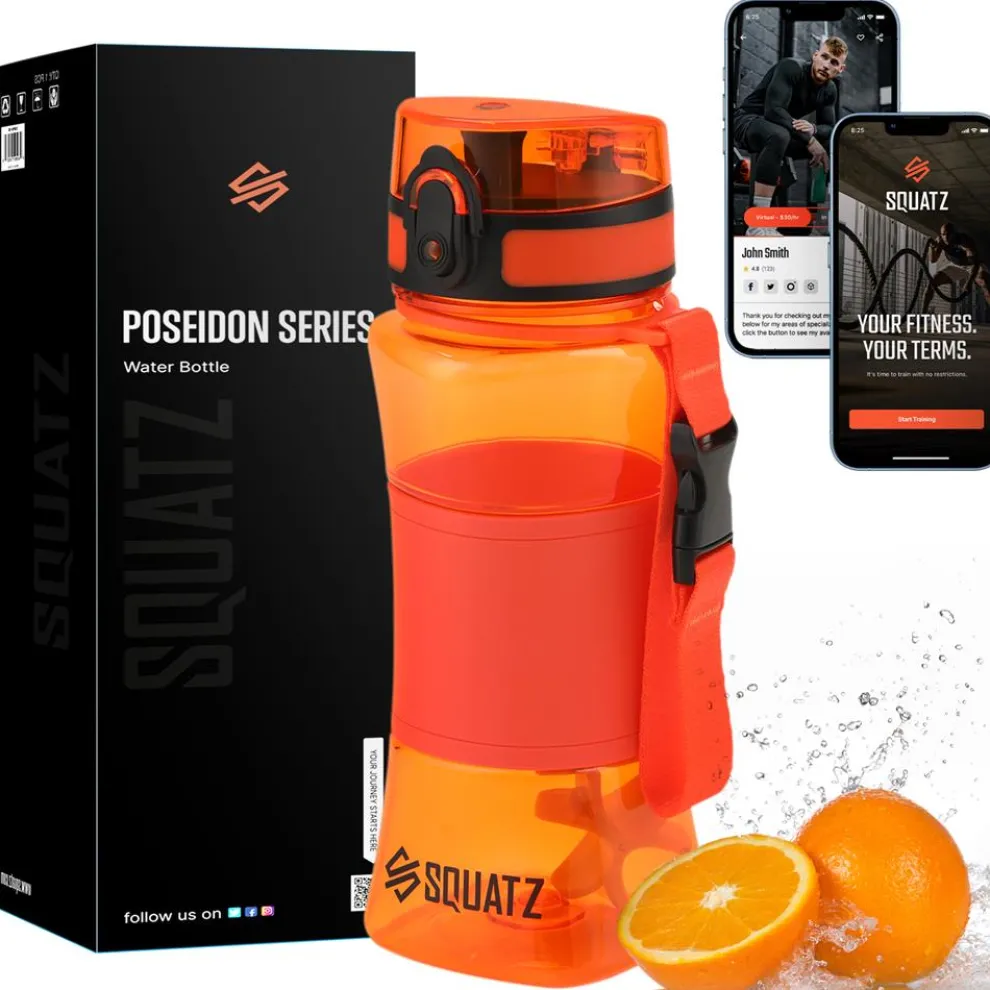 24 Oz Water Bottle Leakproof Tritan Wide Mouth Fruit Infuser Orange