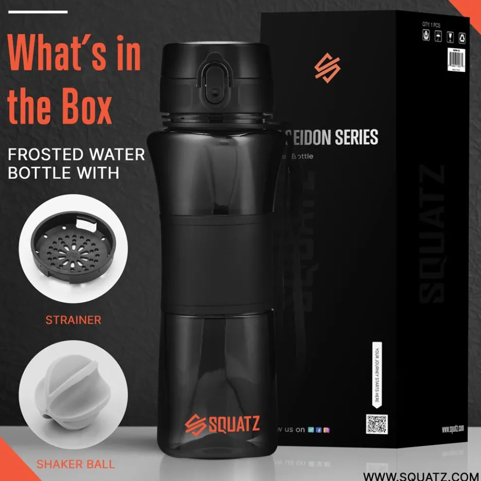 24 Oz Water Bottle Leakproof Tritan with Shaker Ball & Infuser Strainer