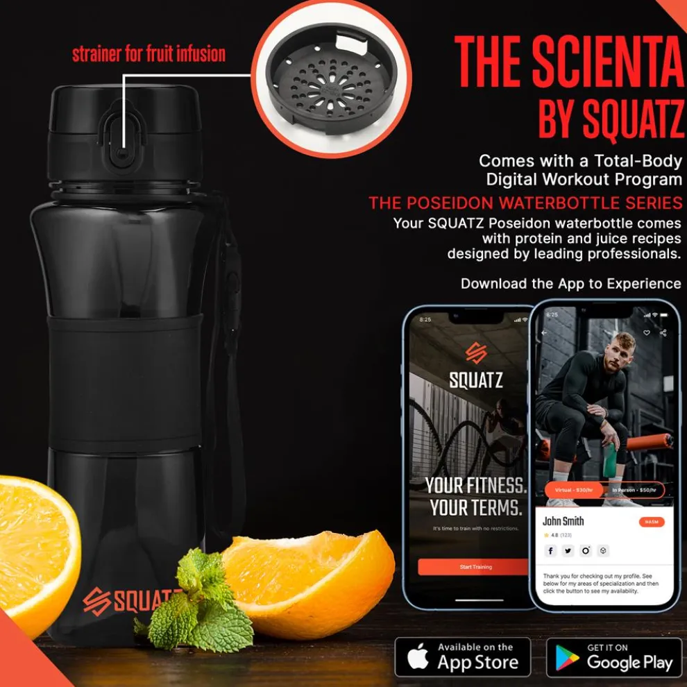 24 Oz Water Bottle Leakproof Tritan with Shaker Ball & Infuser Strainer