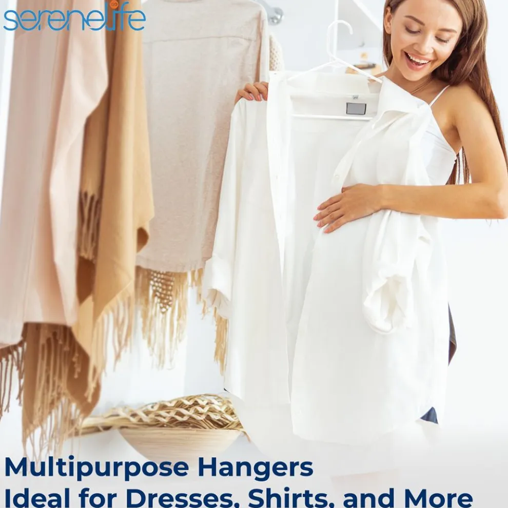 10 Pack Non-Slip Plastic Hangers, Space-Saving, 360° Swivel Hook, White