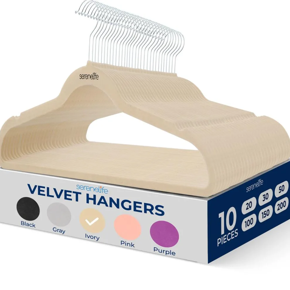 10 Pack Velvet Hangers - Non-Slip, Space-Saving, 360¬∞ Swivel, Ivory