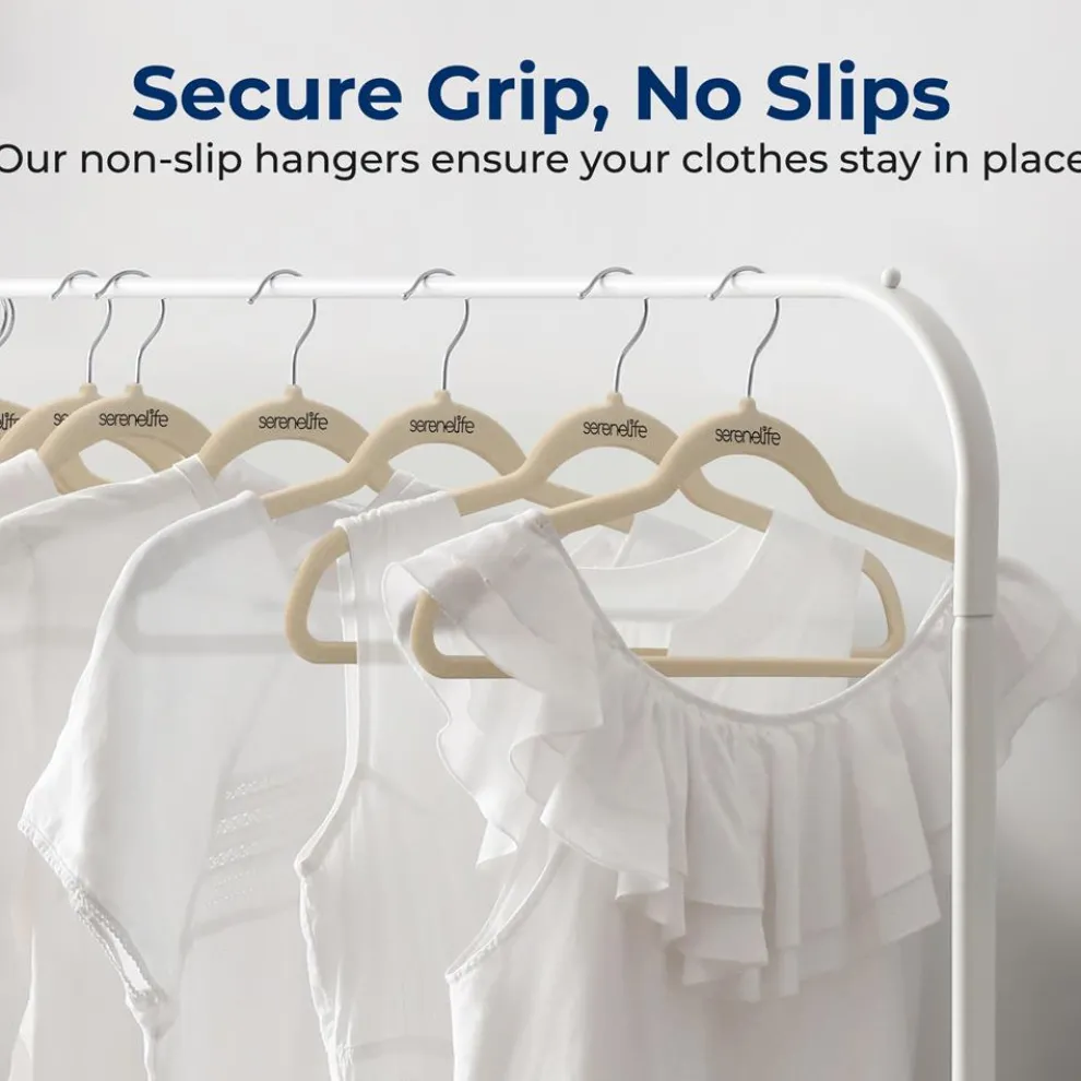 10 Pack Velvet Hangers - Non-Slip, Space-Saving, 360° Swivel, Ivory