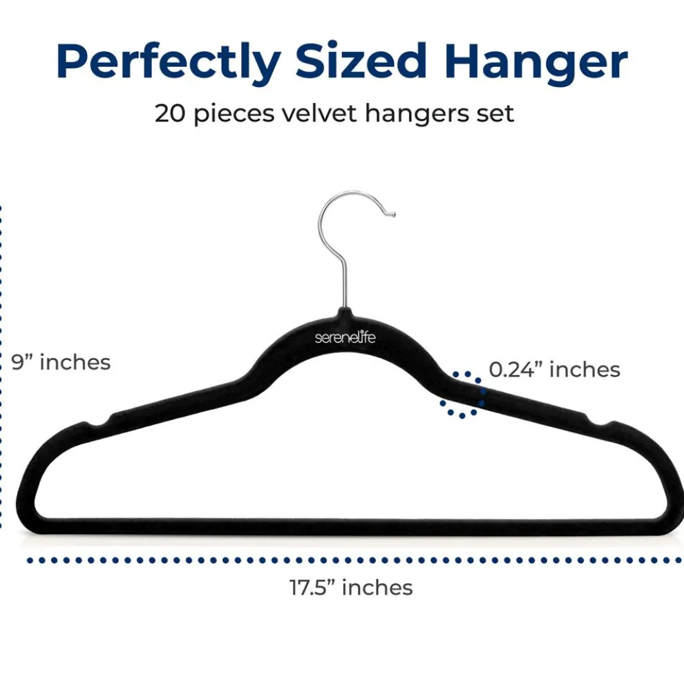 20 Pack Velvet Hangers - Non-Slip, Space-Saving, 360° Swivel Hook