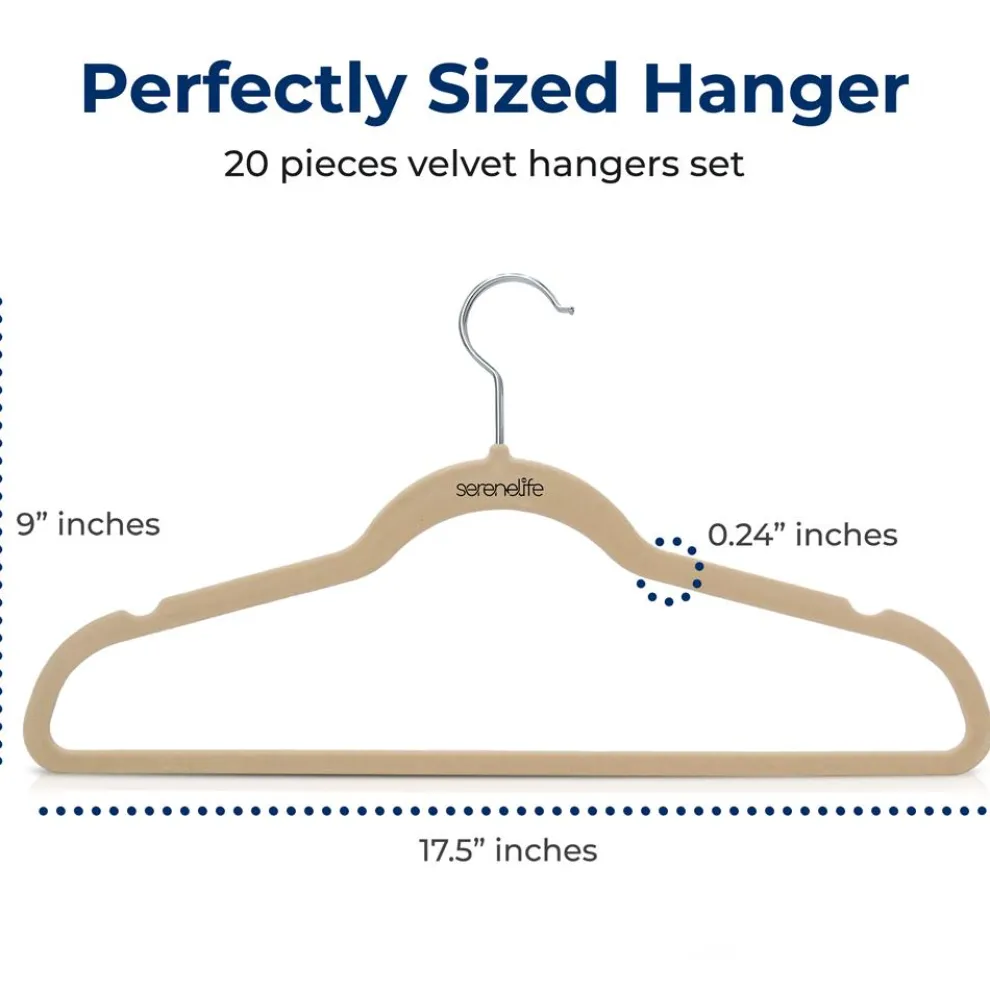 20 Pack Velvet Hangers - Non-Slip, Space-Saving, 360° Swivel, Ivory