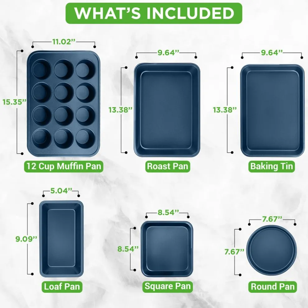 20 Pc Kitchen Set - Even Cooking Non-Stick Coating, Navy Blue