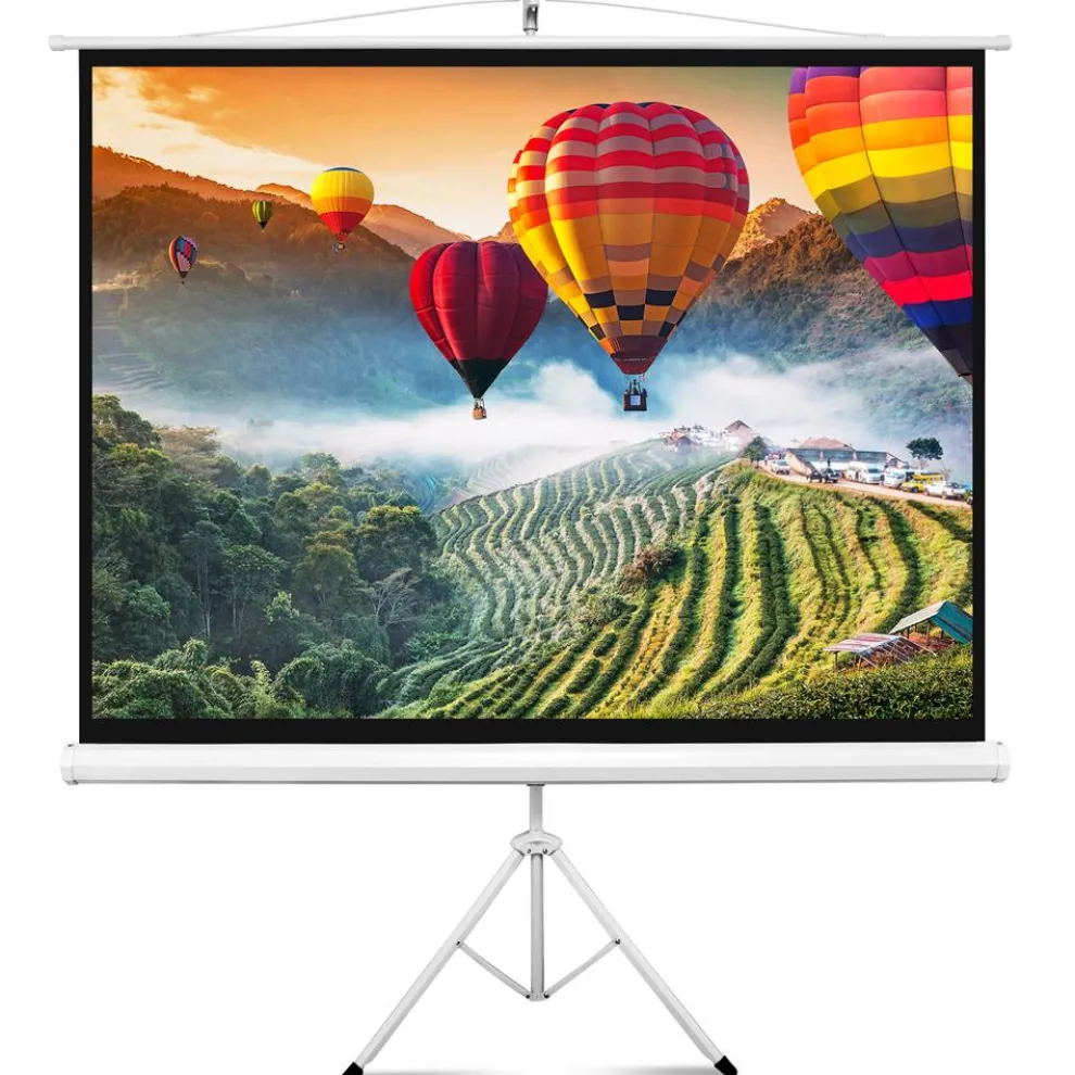 72" Portable Projector Screen, Easy Setup, White Matte Fabric, Tripod Stand