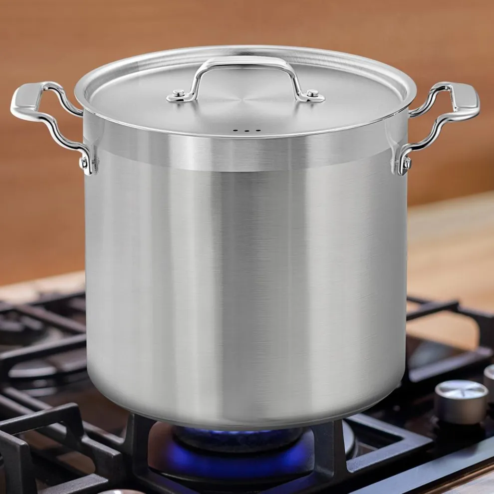 24 Qt Stainless Steel Stockpot, Even Heat, Induction Compatible