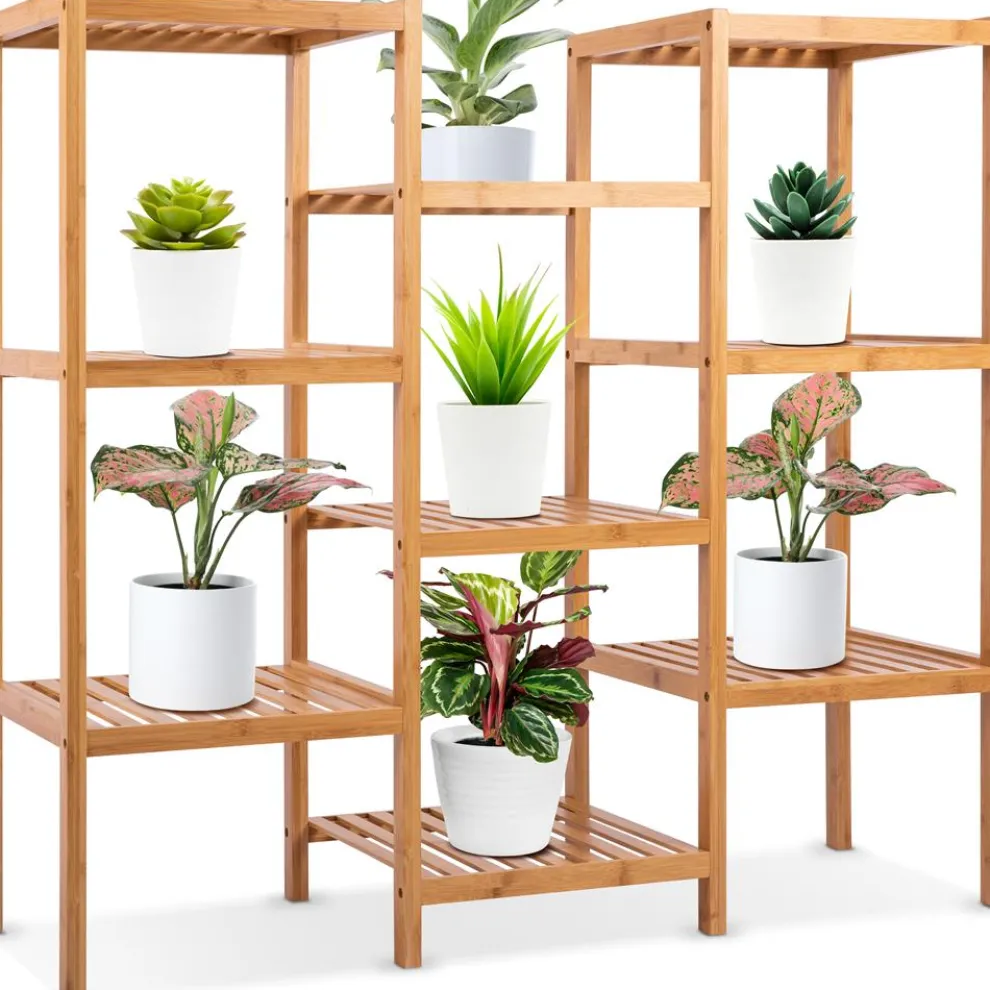 9 Tier Bamboo Plant Stand - Space-Saving, Durable, Water-Resistant