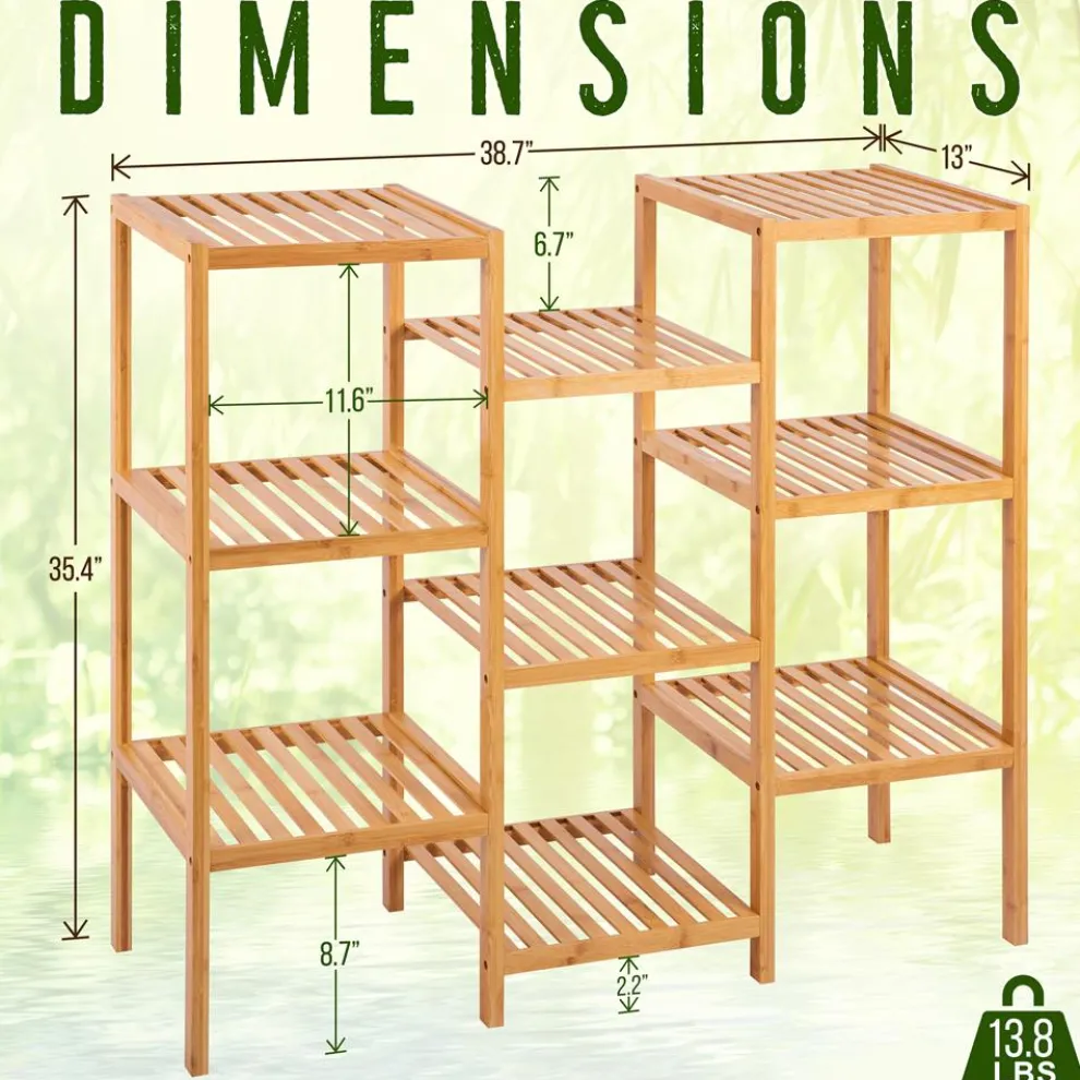 9 Tier Bamboo Plant Stand - Space-Saving, Durable, Water-Resistant